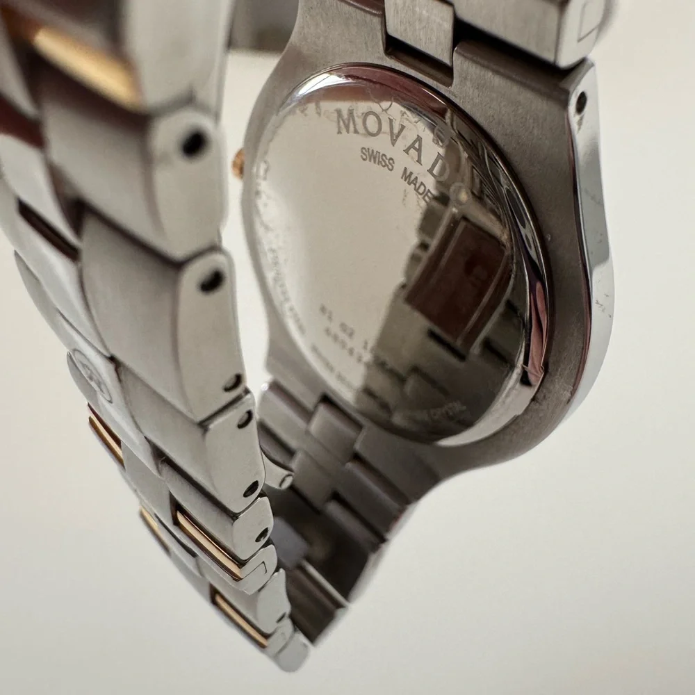 Movado Museum Classic Two Tone Swiss Watch Sapphire Crystal Minimalist